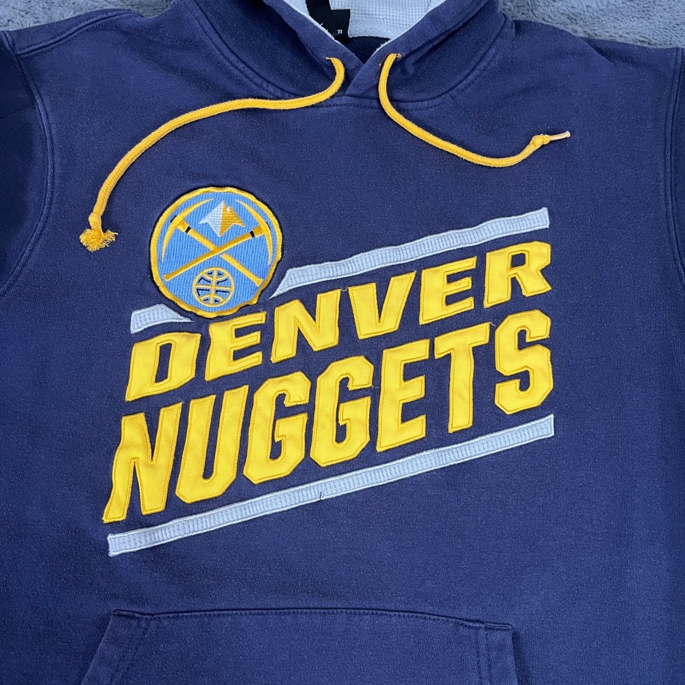 Adidas Denver Nuggets NBA Hoodie Navy Blue Yellow Pullover Mens Large